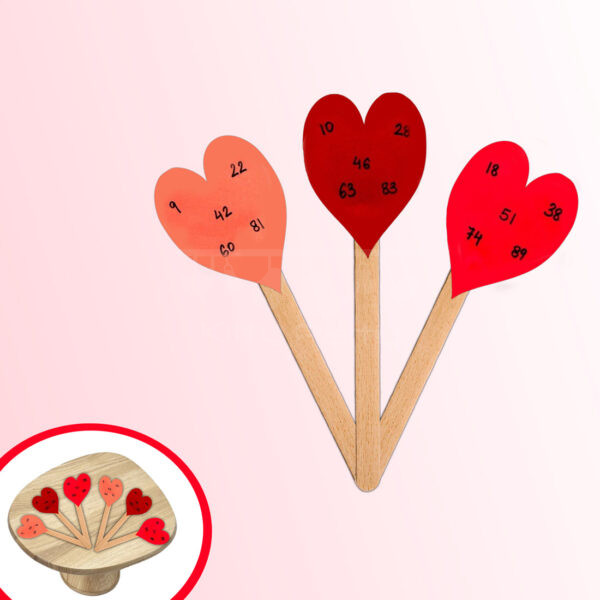 Valentine Hearts Tambola Tickets (Sticks)