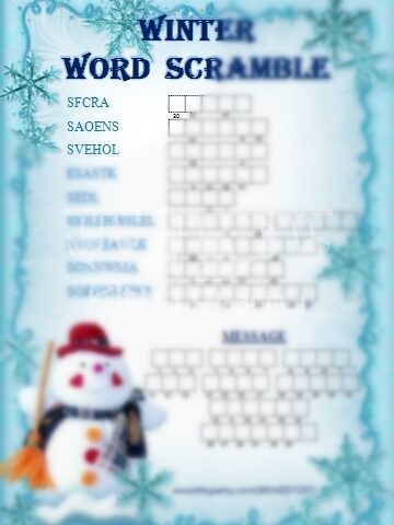 Winters Word Scramble Paper Game
