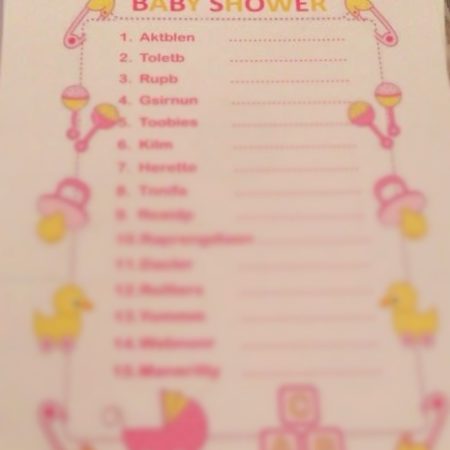 Baby Shower Paper Game