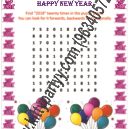 2018 Number Search Paper Game