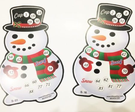 Snowman Shape Tambola Tickets