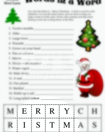 Xmas Word In A Word Paper Game