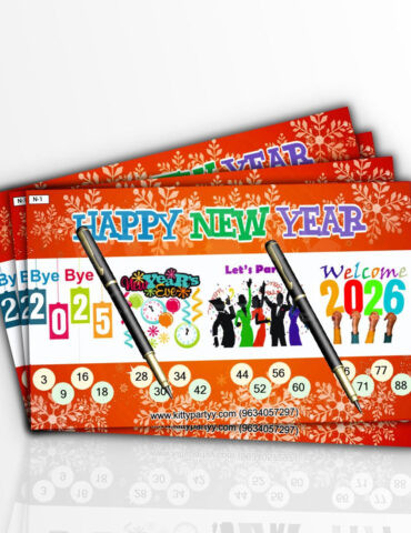 Happy new year theme tambola ticket