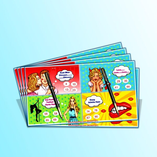 Hottie Gets Naughty Colorful Tambola Ticket